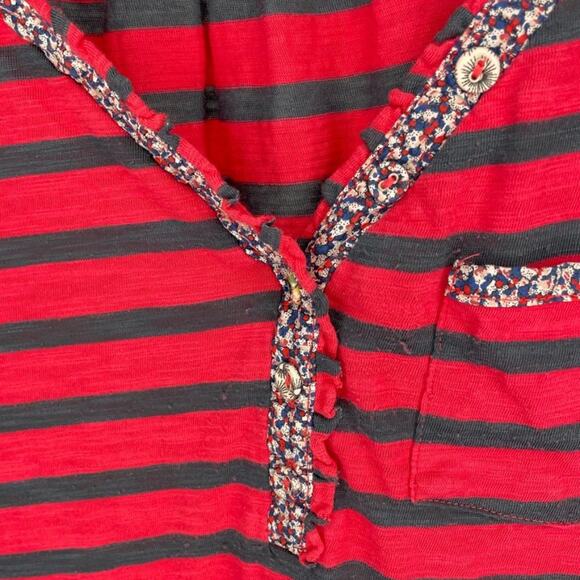 Anthropologie Postmark Fleur Trim Henley Shirt Sz XS - Picture 5 of 5